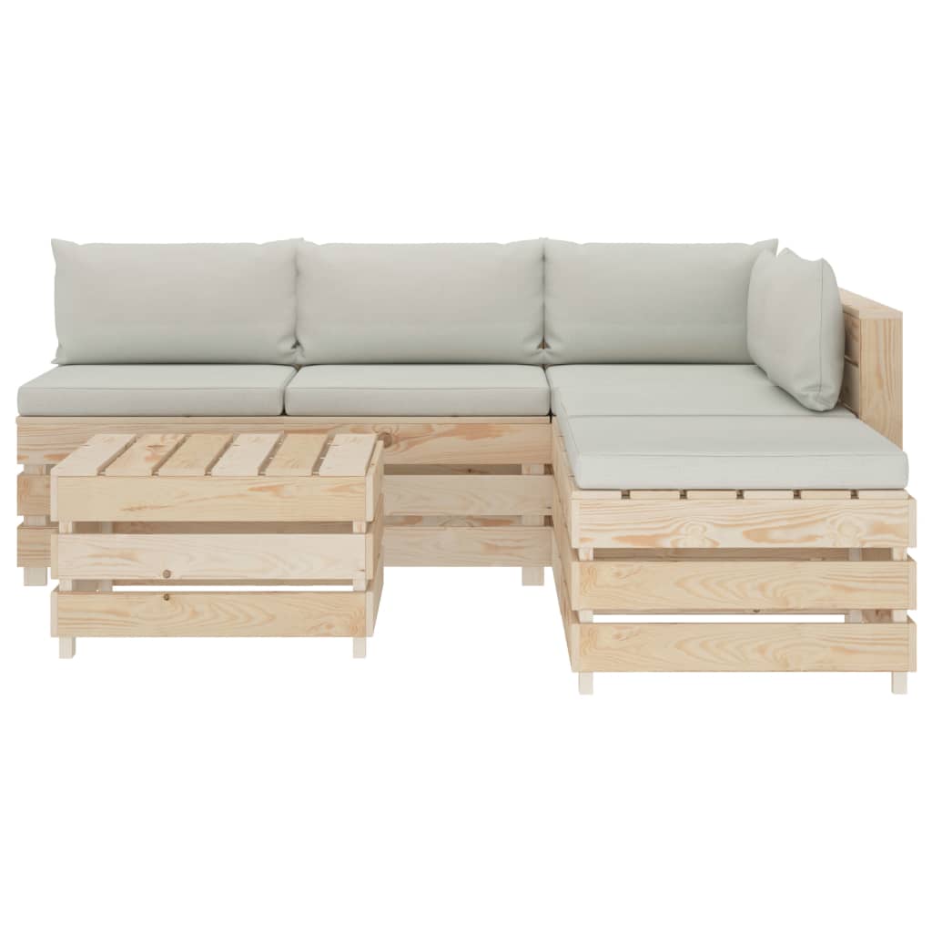 

vidaXL 6-delige Loungeset met beige kussens pallet hout