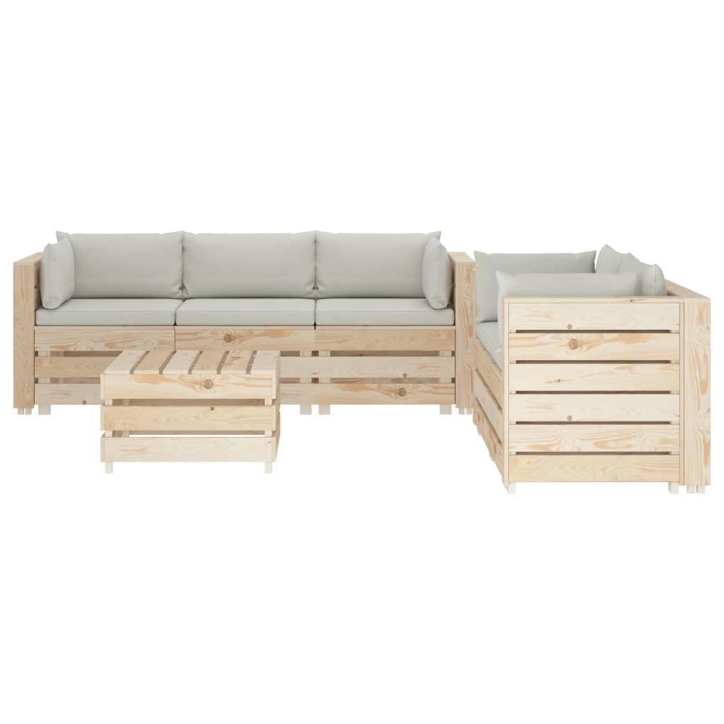 

vidaXL 6-delige Loungeset met beige kussens pallet hout