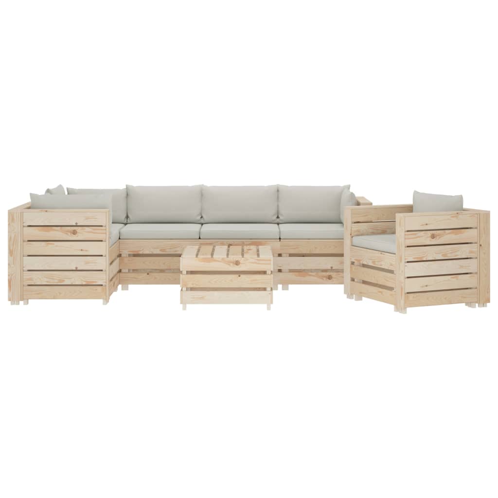 

vidaXL 7-delige Loungeset met beigekleurige kussens pallet hout