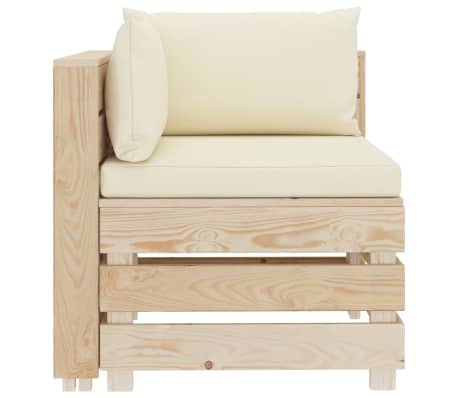vidaXL Ogrodowa sofa narożna z palet z kremowymi poduszkami, drewniana
