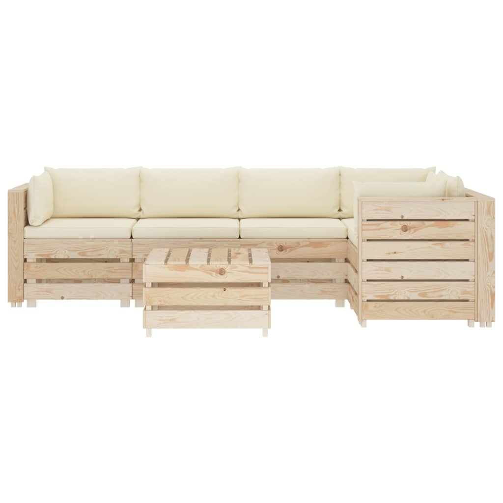 

vidaXL 6-delige Loungeset met crèmekleurige kussens pallet hout