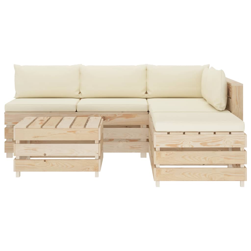 

vidaXL 6-delige Loungeset met crèmekleurige kussens pallet hout