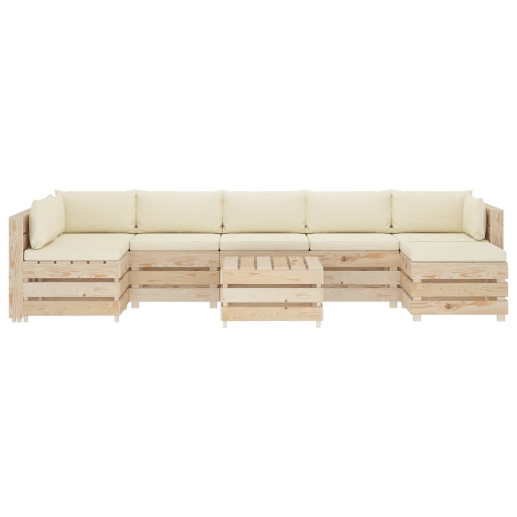 

vidaXL 8-delige Loungeset met crèmekleurige kussens pallet hout