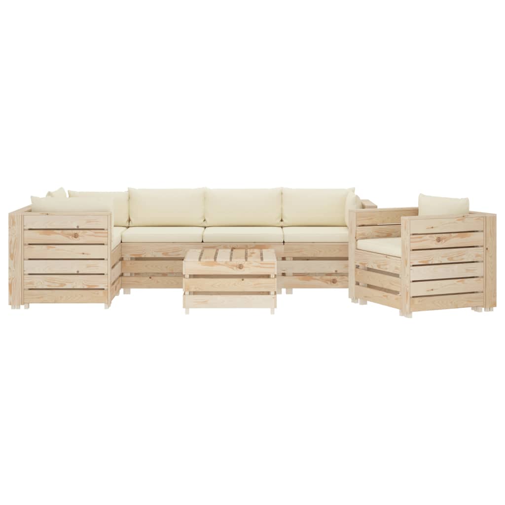 

vidaXL 7-delige Loungeset met crèmekleurige kussens pallet hout