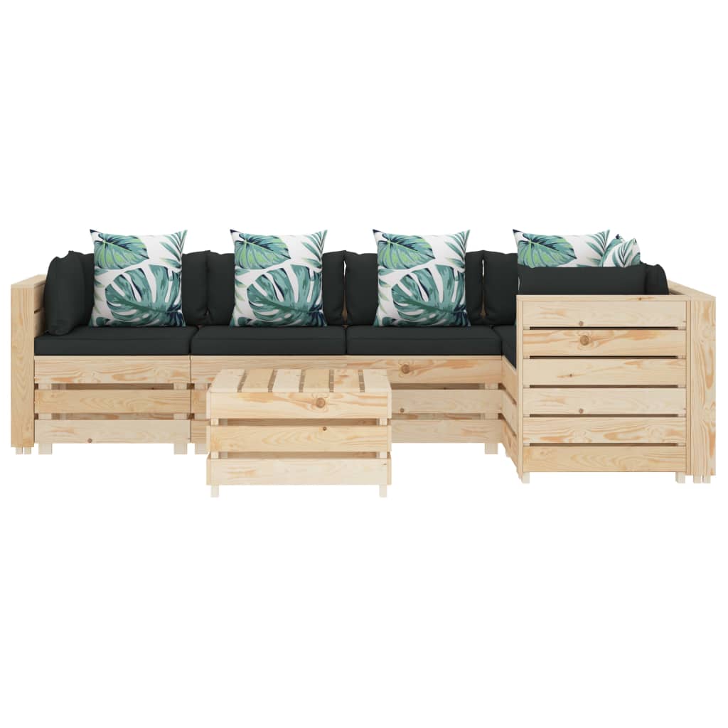 

vidaXL 6-delige Loungeset met bloemenkussens pallet hout