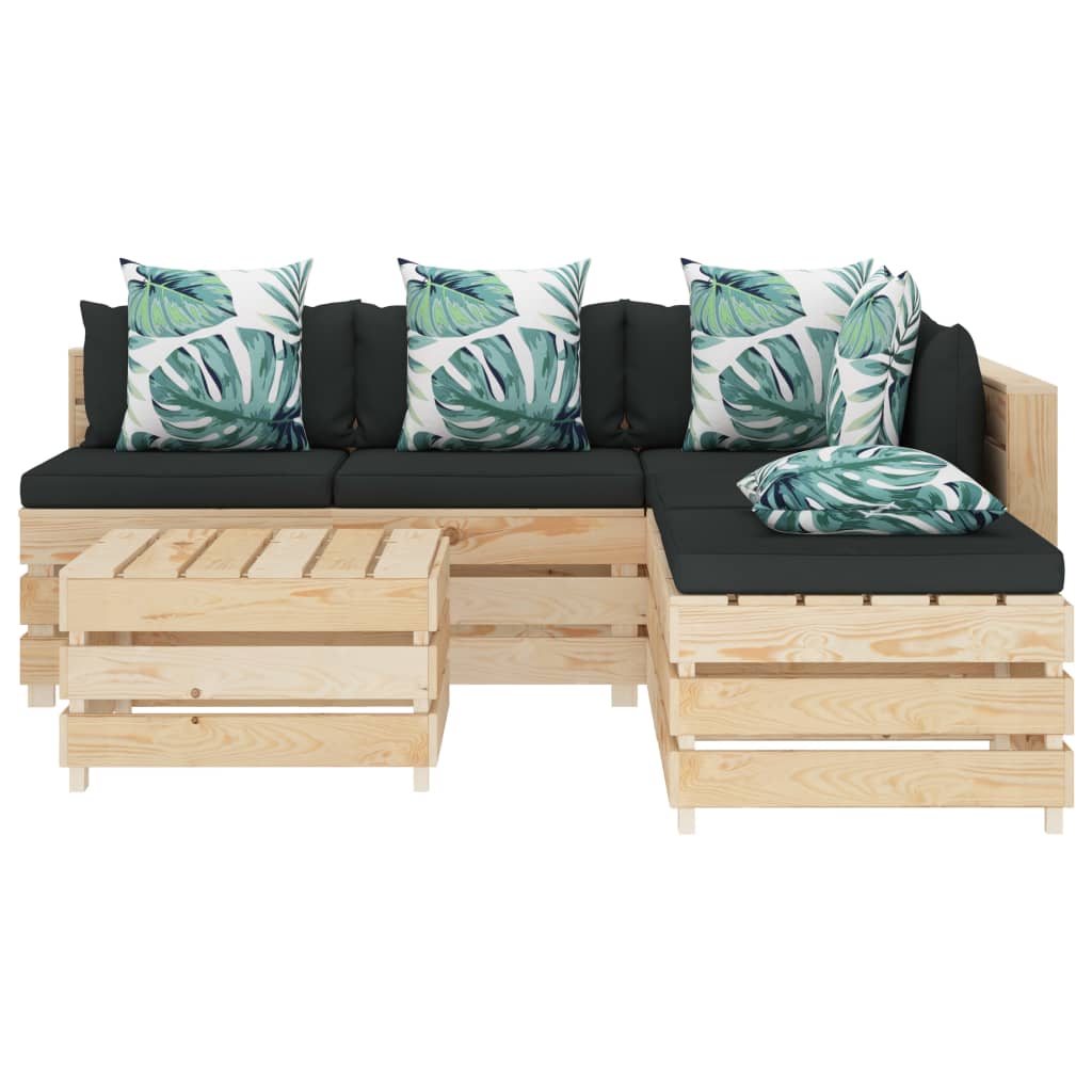 

vidaXL 6-delige Loungeset met bloemenkussens pallet hout