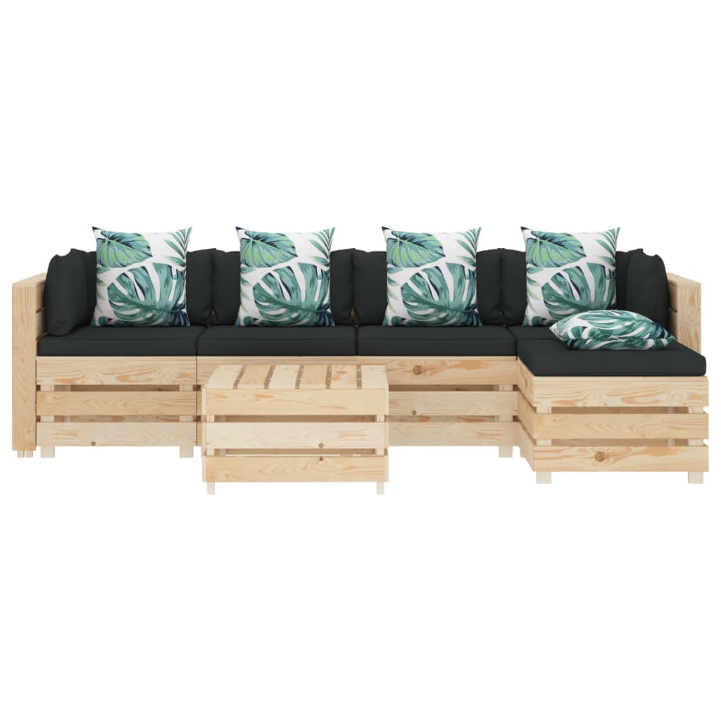 

vidaXL 6-delige Loungeset met bloemenkussens pallet hout