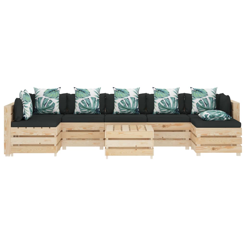 

vidaXL 8-delige Loungeset met bloemenkussens pallet hout