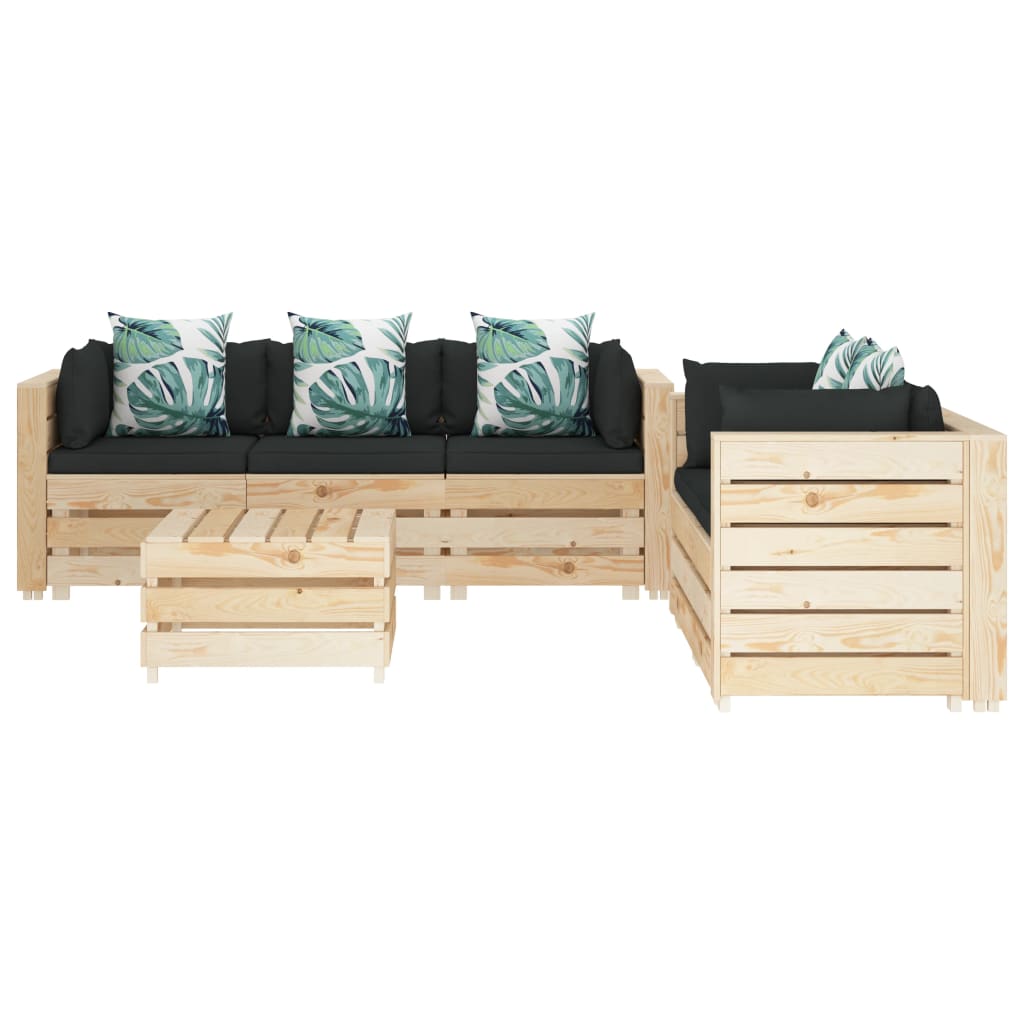 

vidaXL 6-delige Loungeset met bloemenkussens pallet hout