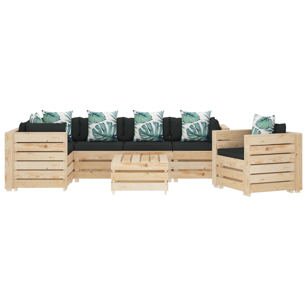 

vidaXL 7-delige Loungeset met bloemenkussens pallet hout