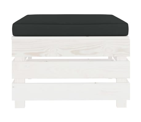 vidaXL Sodo otomanė i&scaron; paletės su juoda pagalvėle, mediena