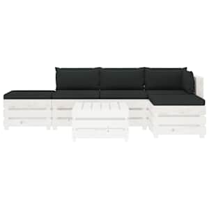 vidaXL Sodo komplektas i&scaron; palečių su pagalvėmis, 6 dalių, mediena