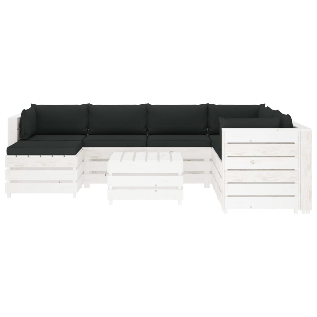 

vidaXL 8-delige Loungeset met zwarte kussens pallet hout