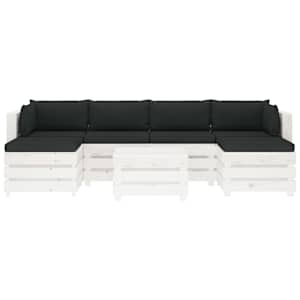 vidaXL Sodo komplektas i&scaron; palečių su pagalvėmis, 7 dalių, mediena