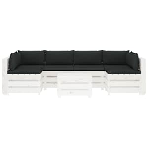 vidaXL Sodo komplektas i&scaron; palečių su pagalvėmis, 7 dalių, mediena