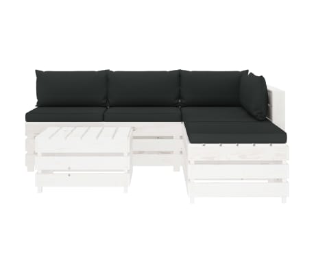 vidaXL Poilsio komplektas i&scaron; palečių su pagalvėmis, 6 dalių, mediena