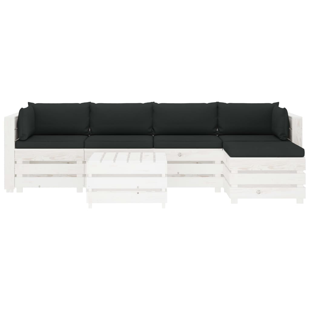 

vidaXL 6-delige Loungeset met zwarte kussens pallet hout