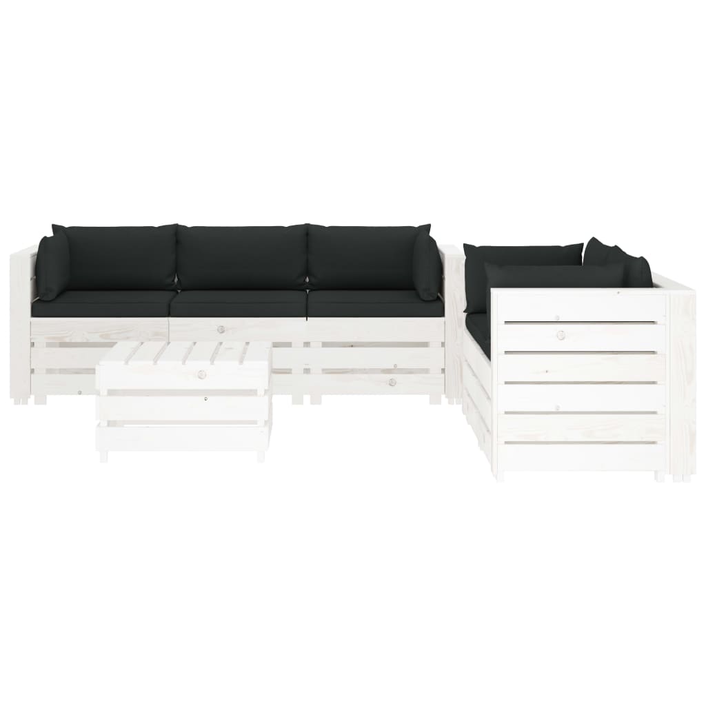 

vidaXL 6-delige Loungeset met zwarte kussens pallet hout