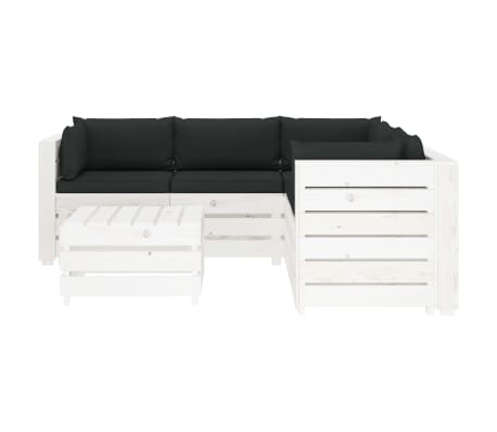 vidaXL Poilsio komplektas i&scaron; palečių su pagalvėmis, 6 dalių, mediena