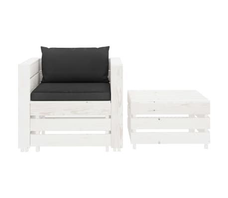 vidaXL Poilsio komplektas su antracito pagalvėmis, 2 dalių, mediena