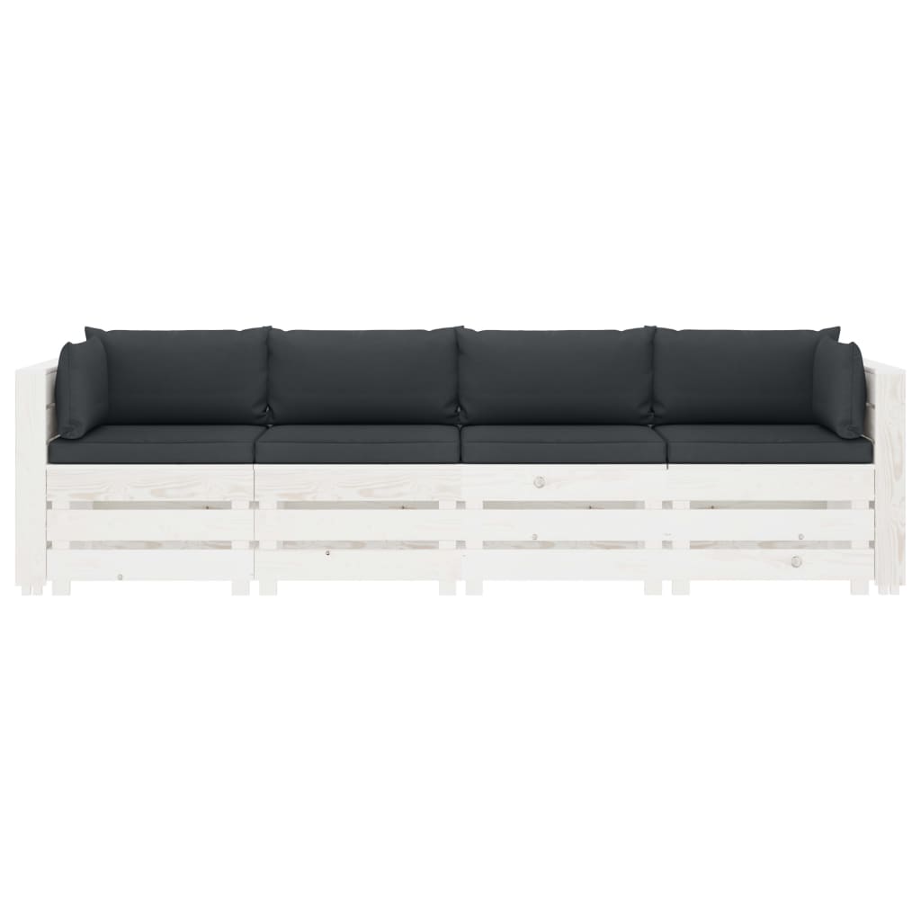 

vidaXL Tuinbank 4-zits met antracietkleurige kussens pallet hout