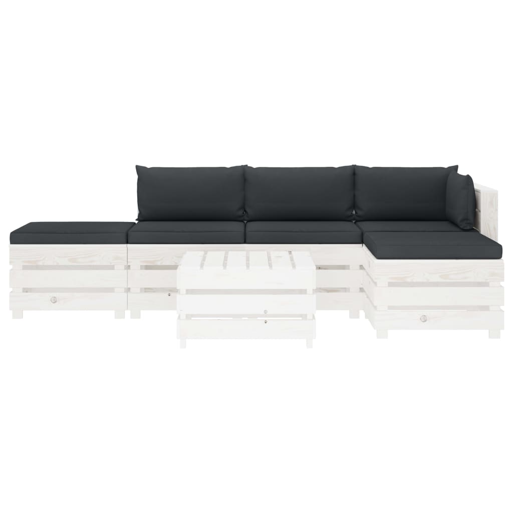 

vidaXL 6-delige Loungeset met antracietkleurige kussens pallet hout