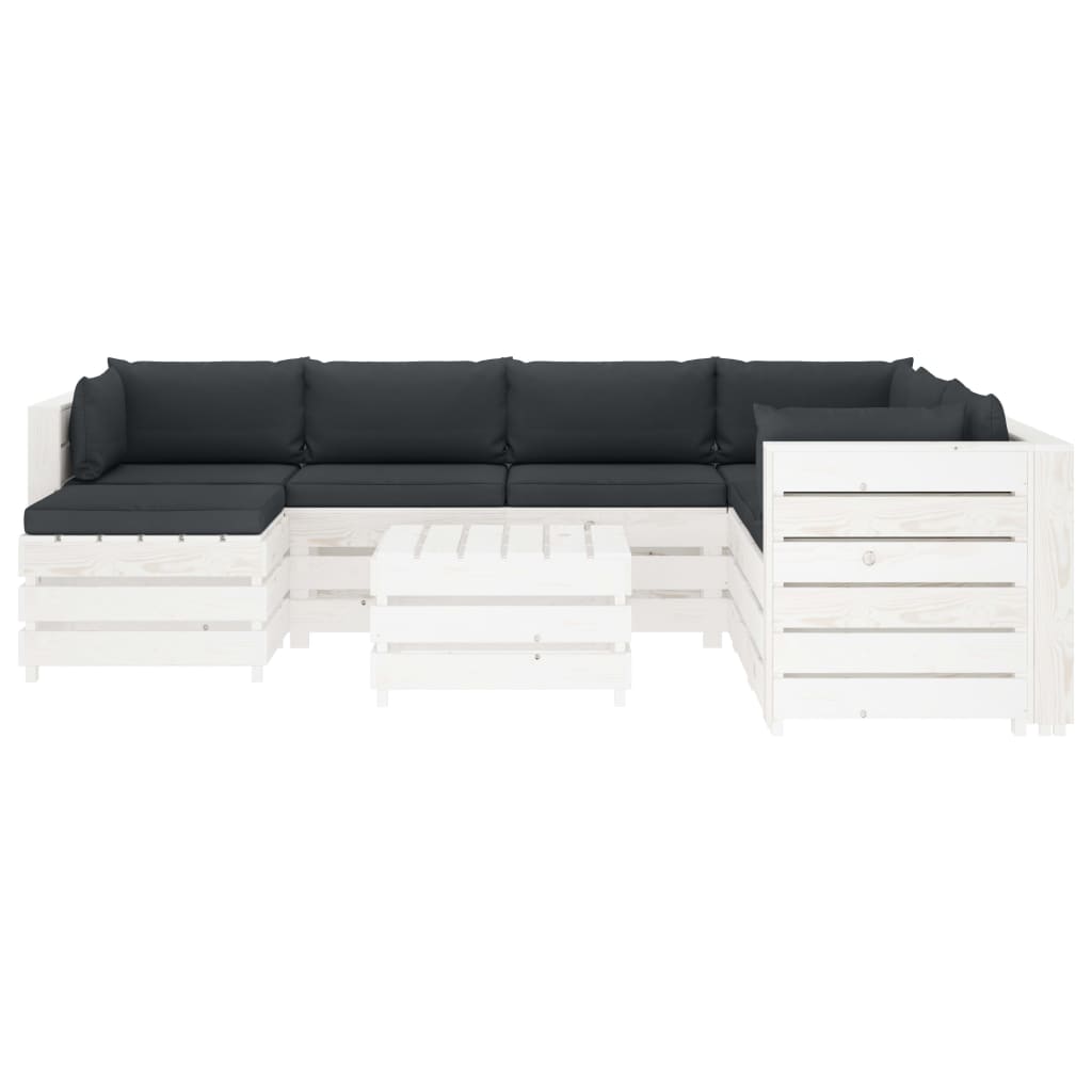 

vidaXL 8-delige Loungeset met antracietkleurige kussens pallet hout