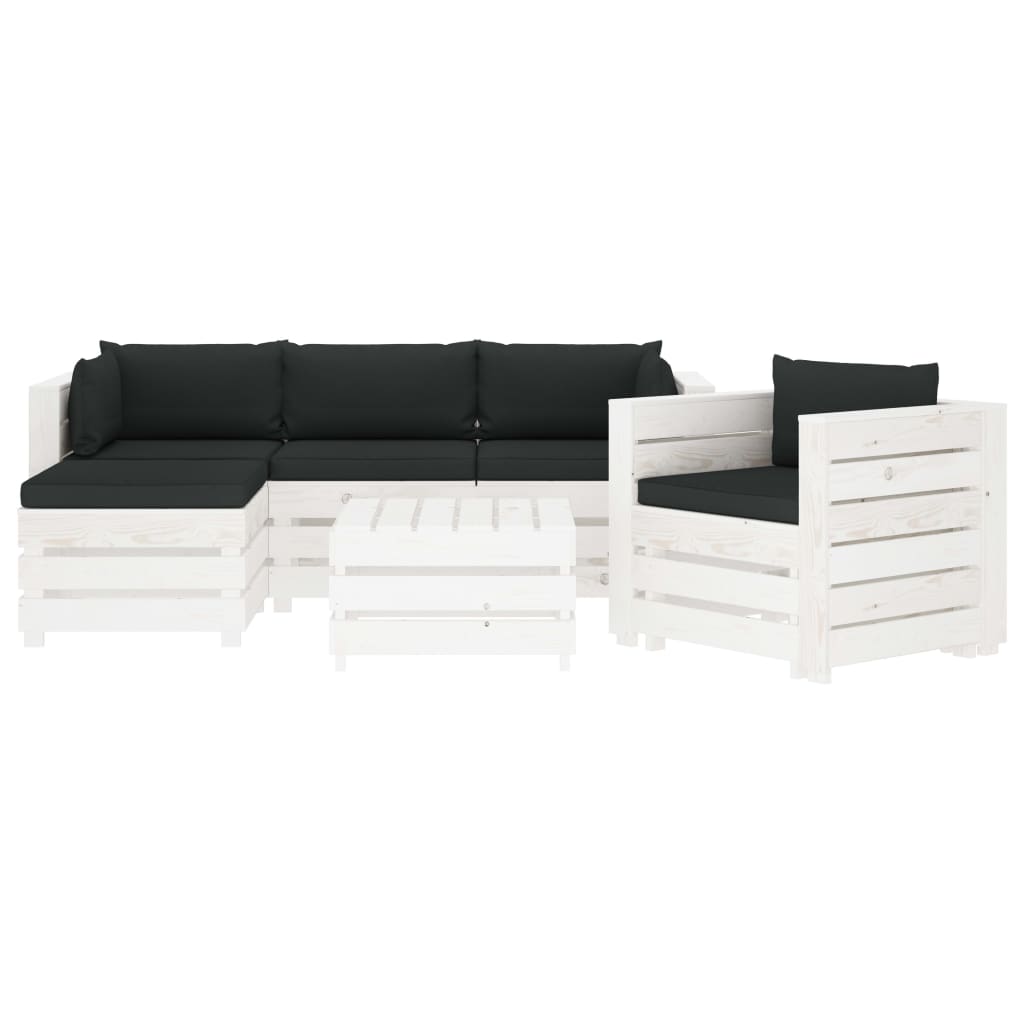 

vidaXL 6-delige Loungeset met antracietkleurige kussens pallet hout