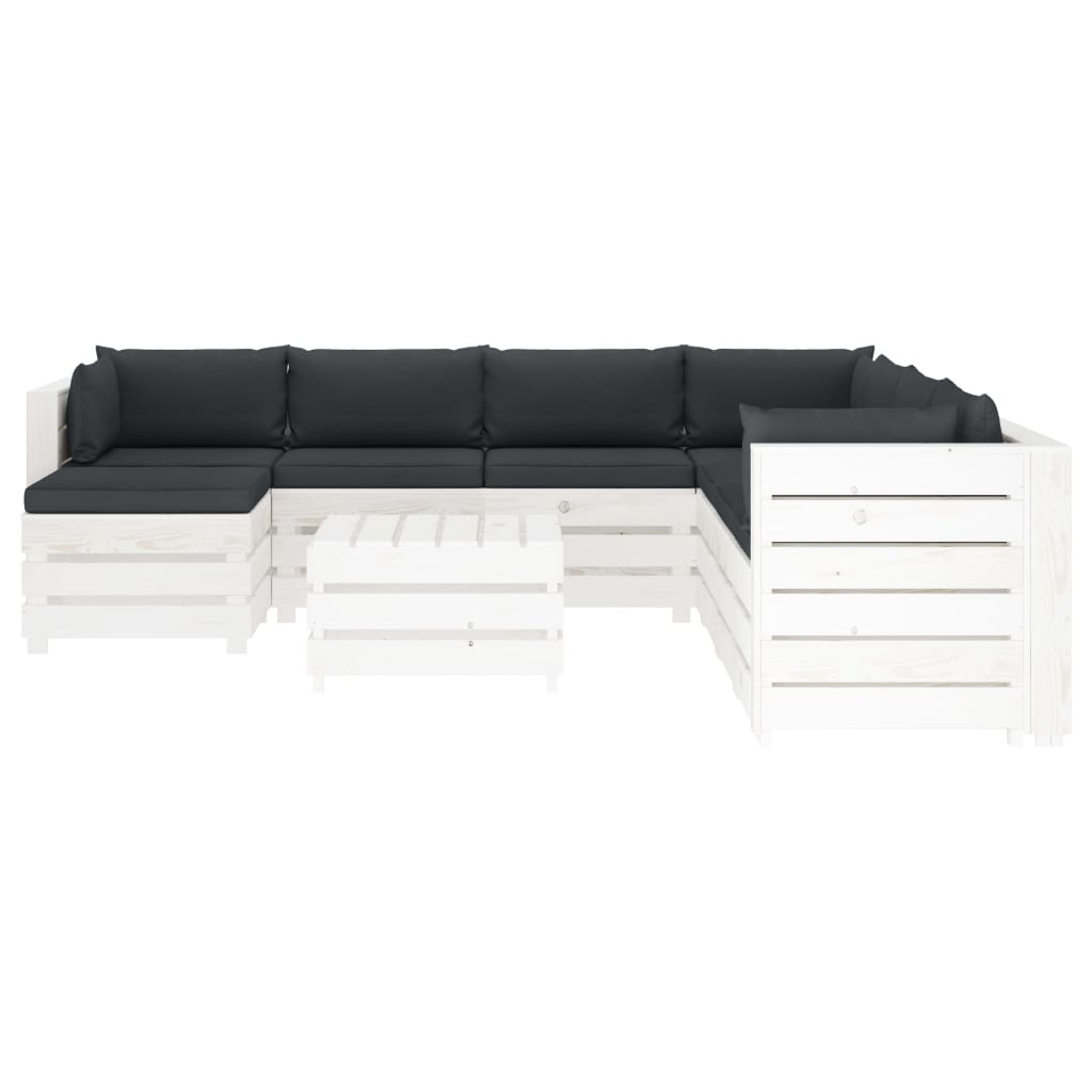 

vidaXL 9-delige Loungeset met antracietkleurige kussens pallet hout