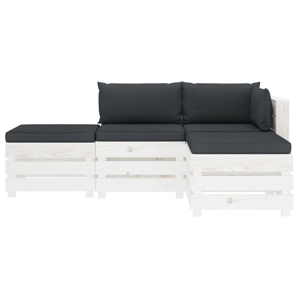 

vidaXL 4-delige Loungeset met antracietkleurige kussens pallet hout