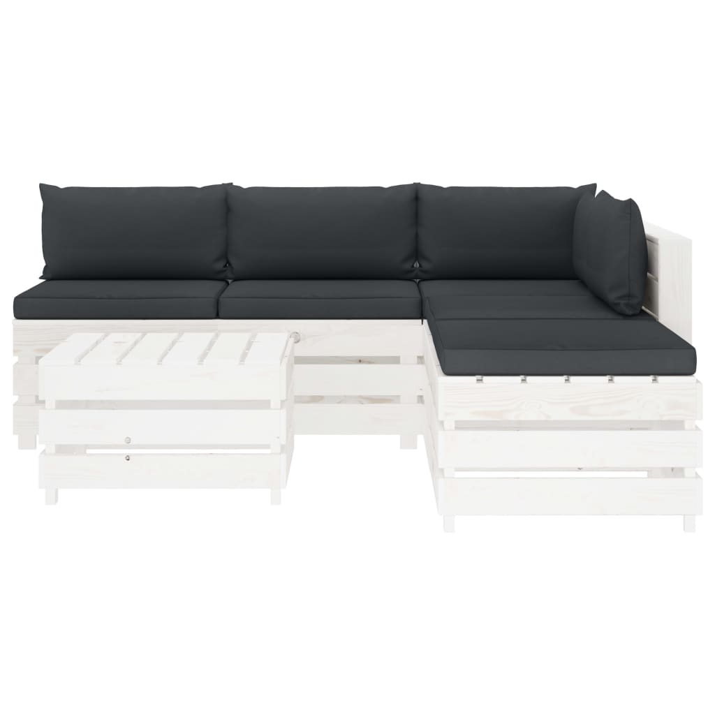 

vidaXL 6-delige Loungeset met antracietkleurige kussens pallet hout