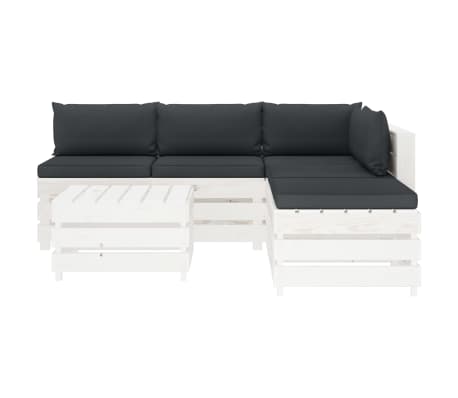 vidaXL Poilsio komplektas i&scaron; palečių su pagalvėmis, 6 dalių, mediena