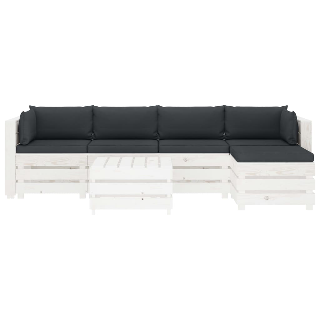 

vidaXL 6-delige Loungeset met antracietkleurige kussens pallet hout