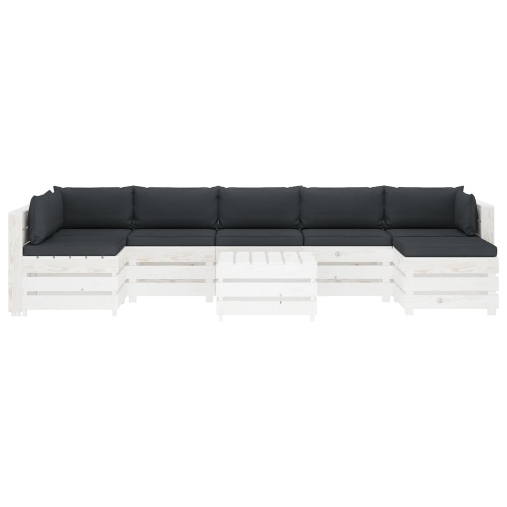 

vidaXL 8-delige Loungeset met antracietkleurige kussens pallet hout