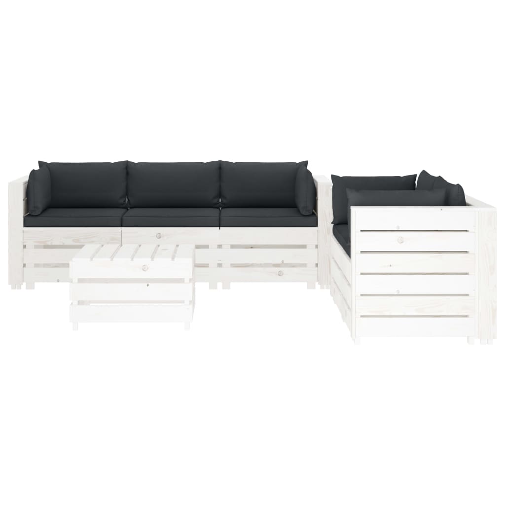 

vidaXL 6-delige Loungeset met antracietkleurige kussens pallet hout