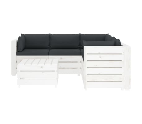 vidaXL Poilsio komplektas i&scaron; palečių su pagalvėmis, 6 dalių, mediena