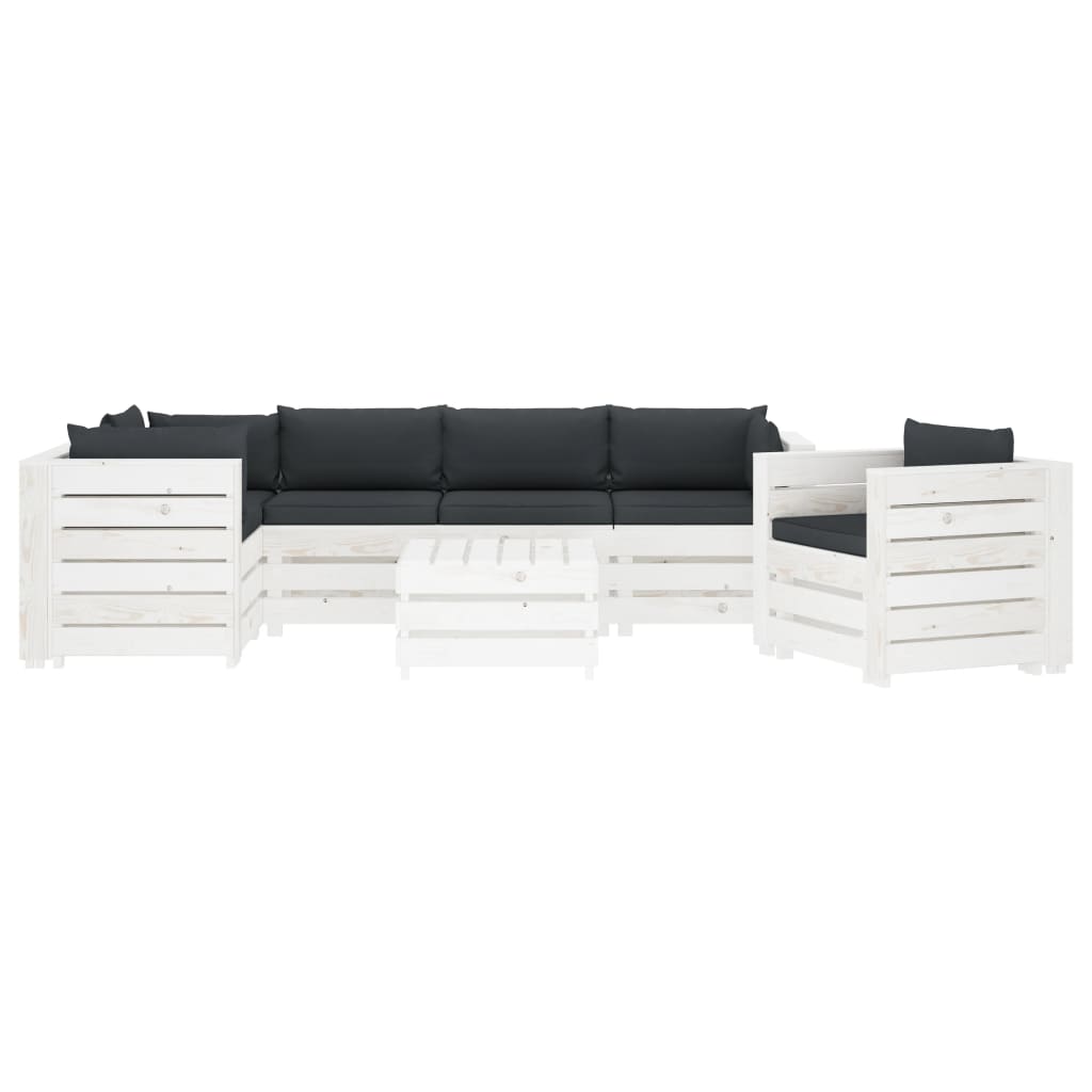 

vidaXL 7-delige Loungeset met antracietkleurige kussens pallet hout