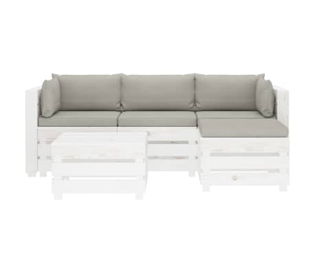 vidaXL Poilsio komplektas i&scaron; palečių su pagalvėmis, 5 dalių, mediena