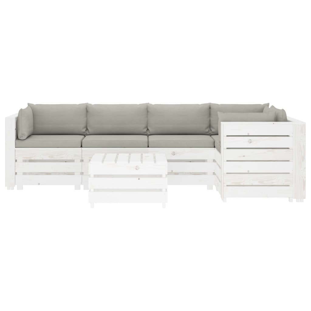 

vidaXL 6-delige Loungeset met taupe kussens pallet hout