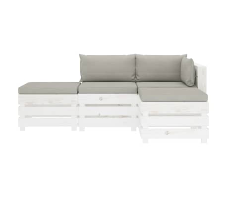 vidaXL Poilsio komplektas i&scaron; palečių su pagalvėmis, 4 dalių, mediena