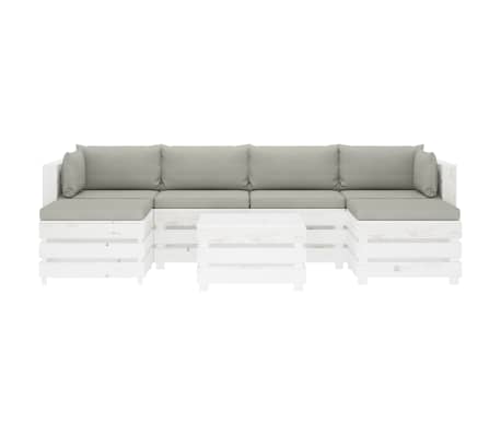 vidaXL Poilsio komplektas i&scaron; palečių su pagalvėmis, 7 dalių, mediena