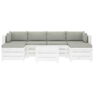 vidaXL Poilsio komplektas i&scaron; palečių su pagalvėmis, 7 dalių, mediena