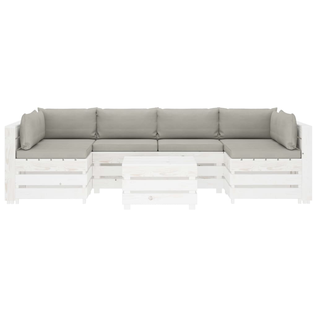 

vidaXL 7-delige Loungeset met taupe kussens pallet hout