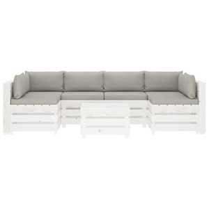 vidaXL Poilsio komplektas i&scaron; palečių su pagalvėmis, 7 dalių, mediena