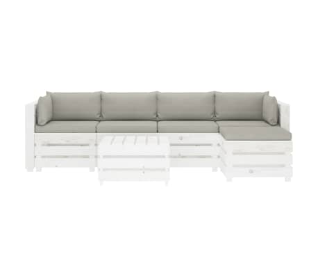 vidaXL Poilsio komplektas i&scaron; palečių su pagalvėmis, 6 dalių, mediena