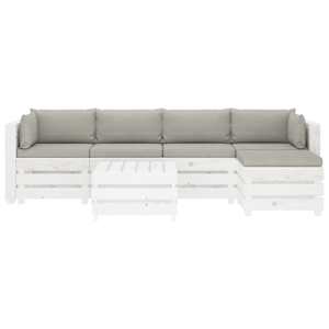 vidaXL Poilsio komplektas i&scaron; palečių su pagalvėmis, 6 dalių, mediena