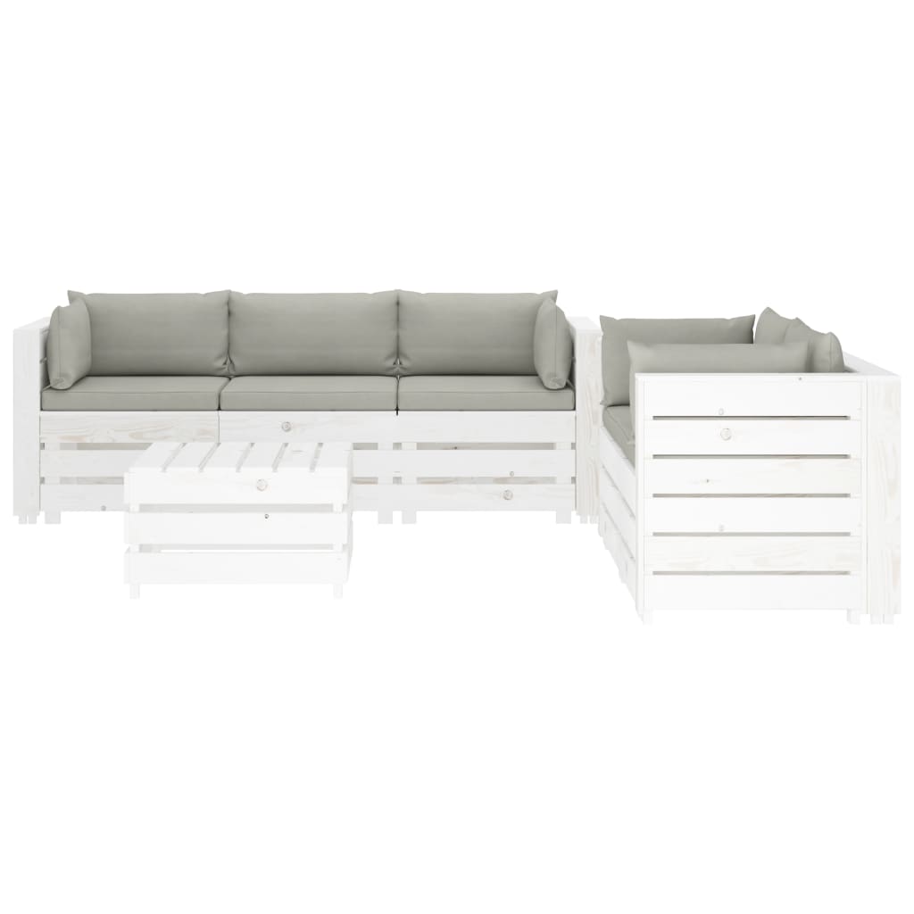 

vidaXL 6-delige Loungeset met taupe kussens pallet hout