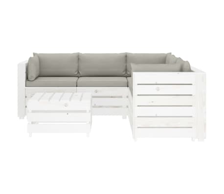 vidaXL Poilsio komplektas i&scaron; palečių su pagalvėmis, 6 dalių, mediena