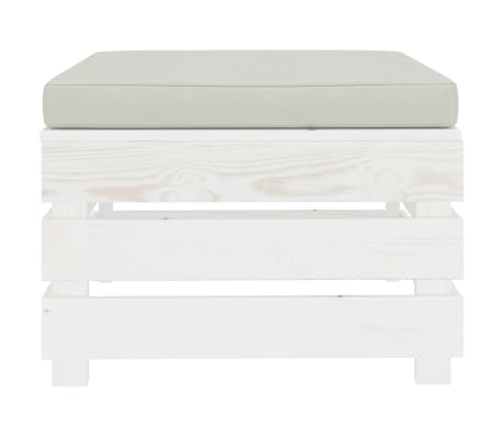 vidaXL Sodo otomanė i&scaron; paletės su smėlio spalvos pagalvėle, mediena