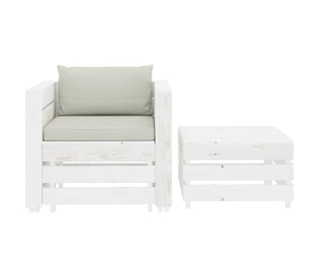 vidaXL Poilsio komplektas su rudomis pagalvėmis, 2 dalių, mediena